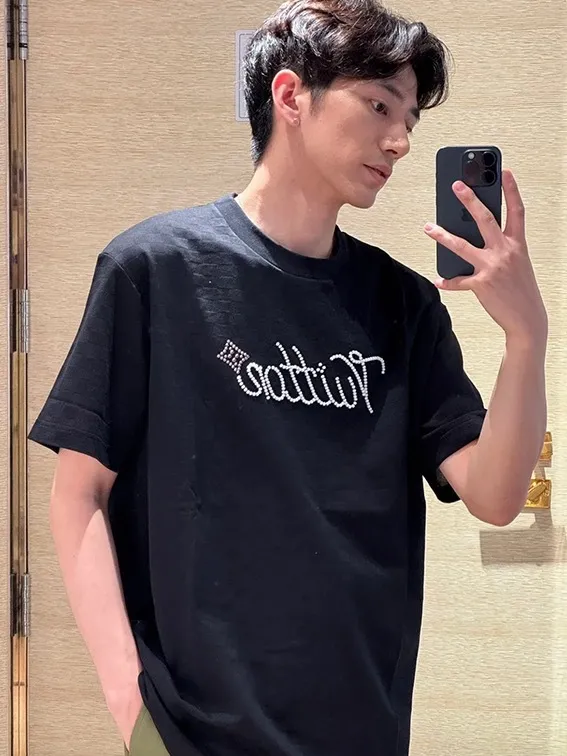 Louis Vuitton/Louis Vuitton suffix beaded checkerboard short sleeves